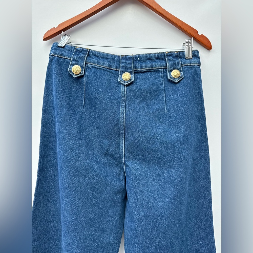 Exquise Aleron Wide Leg Jeans Womens 6 High Rise Button Sailor Blue Denim - Picture 8 of 12